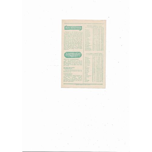 Yeovil Town v Glastonbury Western League Football Programme 1957/58