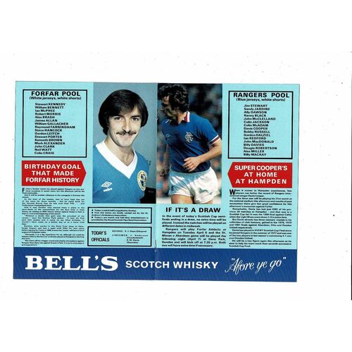 1982 Rangers v Forfar Scottish Cup Semi Final Football Programme