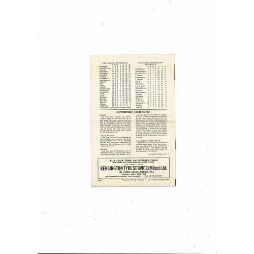 1964/65 Brentford v Shrewsbury Town Football Programme