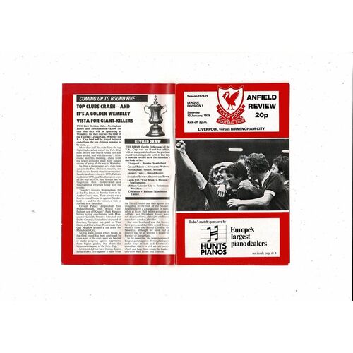 1978/79 Liverpool v Birmingham City Football Programme