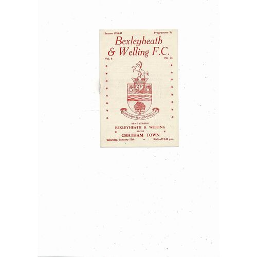 1956/57 Bexleyheath & Welling v Chatham Town Kent League Football Programme