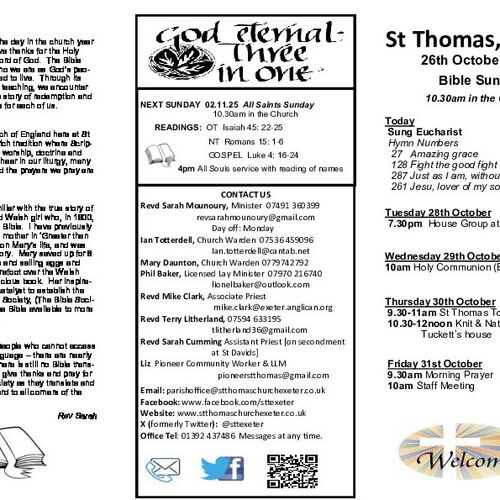 Pew Sheet | The Parish of St Thomas, Exeter