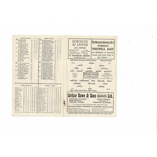1955/56 Barnsley v Port Vale Football Programme
