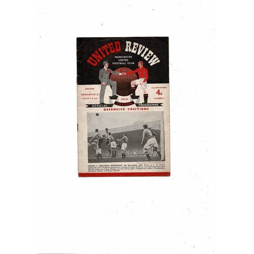 1952/53 Manchester United v Newcastle United Football Programme
