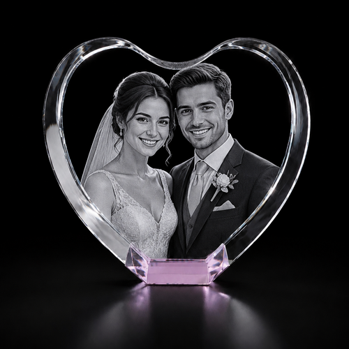 Personalised 3D Pink Crystal Heart – UK Exclusive