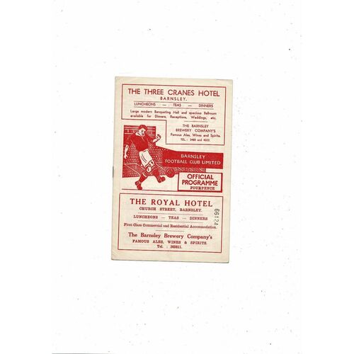 1958/59 Barnsley v Bristol Rovers Football Programme