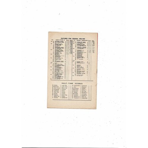 1958/59 Bournemouth v Brentford Football Programme