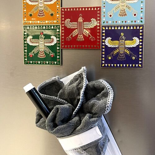 Display & Magnet Tile. The Persian Falcon. Deep Red with 3 Red stones. Original Cyrus The Great  Shahbaz.