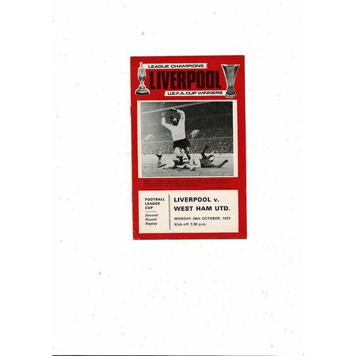1973/74 Liverpool v West Ham United League Cup Football Programme
