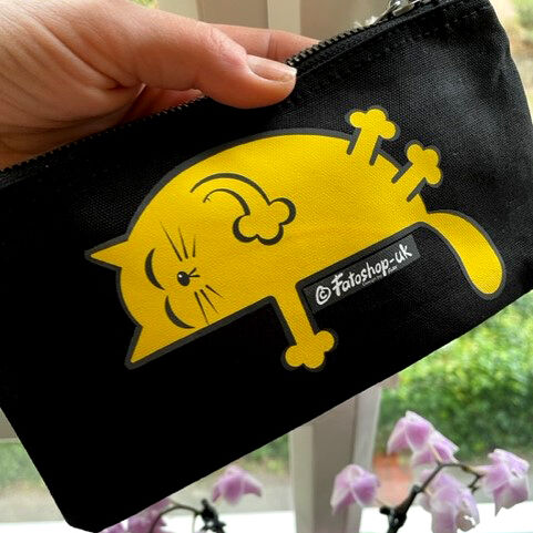 'Yellow Sleepy Cat' Accessory Bag