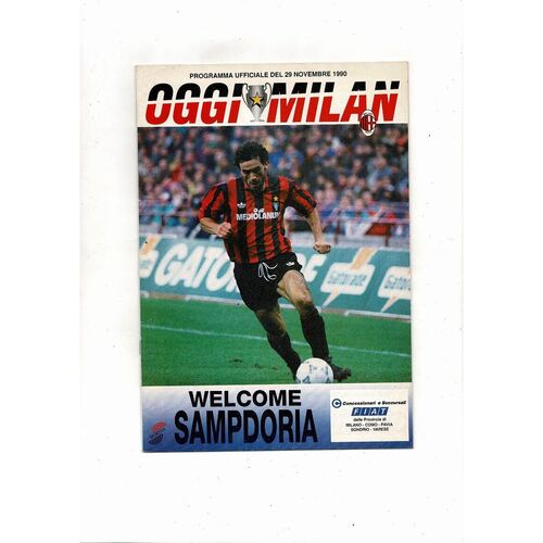 1990 AC Milan v Sampdoria Super Cup Final Football Programme