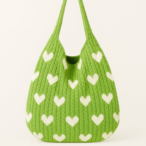 Lovely Heart Knit Crossbody Bag