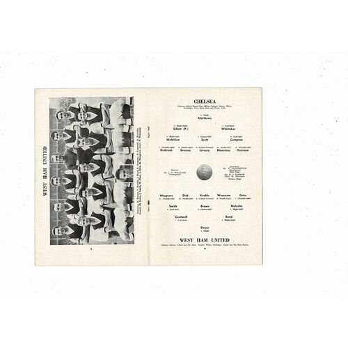 1959/60 Chelsea v West Ham United Football Programme