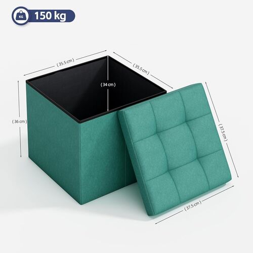 mcc direct Foldable Storage Ottoman, Small Footrest Cube, Storage Bench with Lid, 1 Storage Box for Bedroom & Living Room, 36 cm