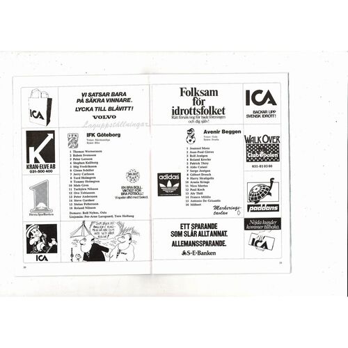 Gothenburg v Avenir Beggen European Cup Football Programme 1984/85
