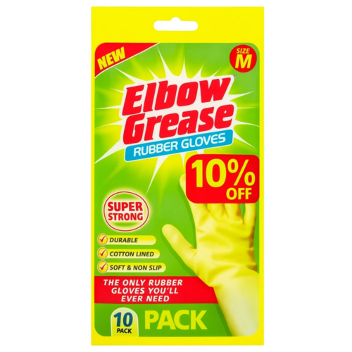 Elbow Grease Super Strong Rubber Glove Medium Pack of 10