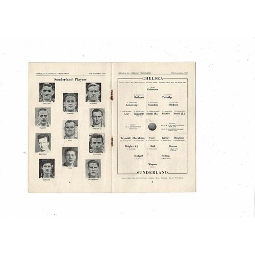 1951/52 Chelsea v Sunderland Football Programme