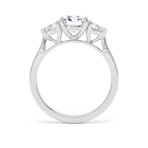 Round and pear diamond trilogy ring