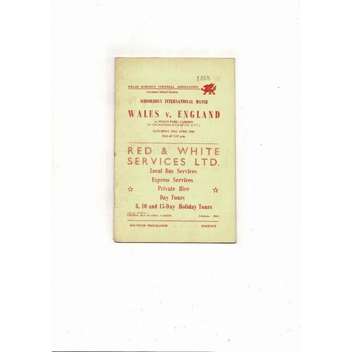 1966 Wales v England Schools International Football Programme @ Cardiff