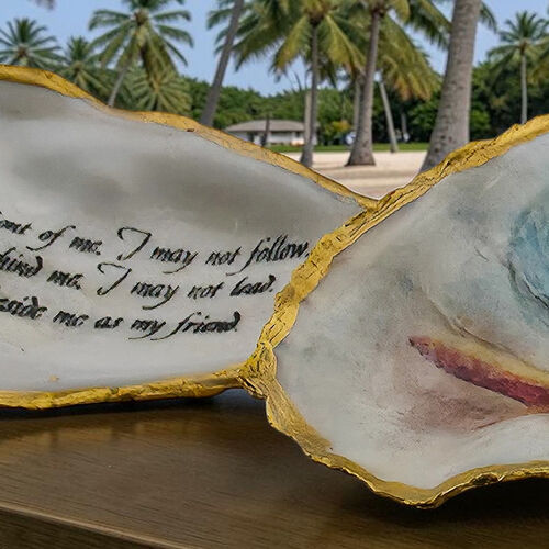 Handcrafted Oyster Shell Keepsake Box – Starfish Decoupage