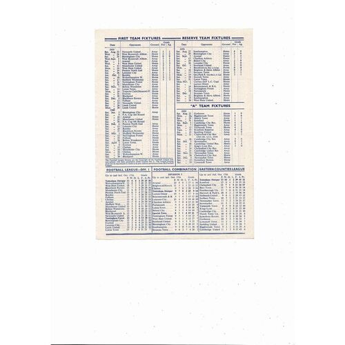 1959/60 Tottenham Hotspur v Nottingham Forest Football Programme