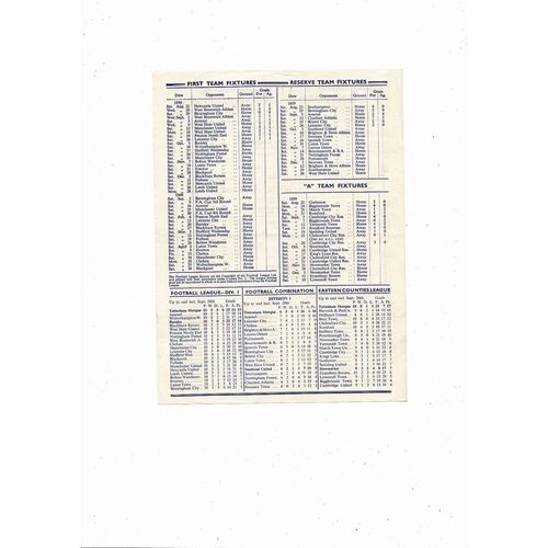 1959/60 Tottenham Hotspur v Burnley Programme - Burnley Championship Season