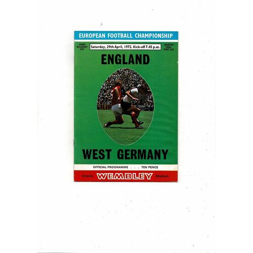 1972 England v West Germany Football Programme