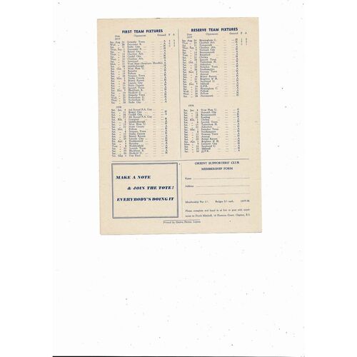 1957/58 Leyton Orient v Doncaster Rovers Football Programme