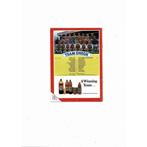 York City v Wycombe Wanderers FA Cup Football Programme 1985/86