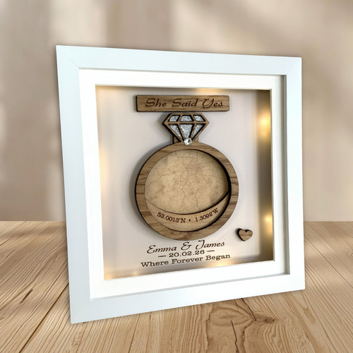She Said Yes – Personalised Light Up Coordinates Frame