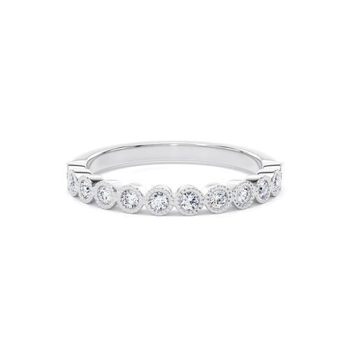 Mille-grain rubover diamond ring