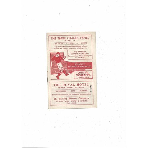 1956/57 Barnsley v Grimsby Town Football Programme