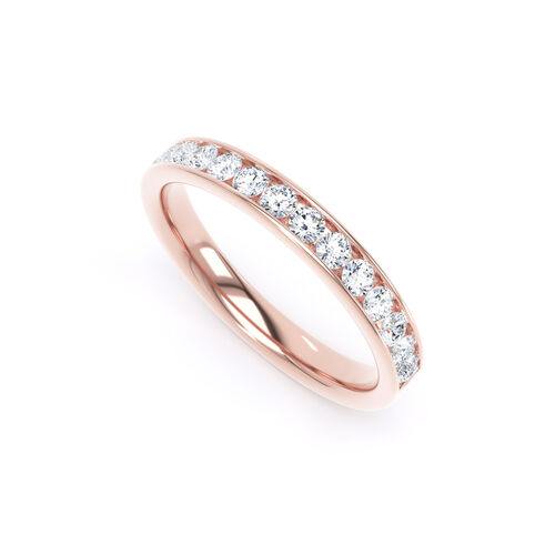 Channel set round brilliant cut diamond ring