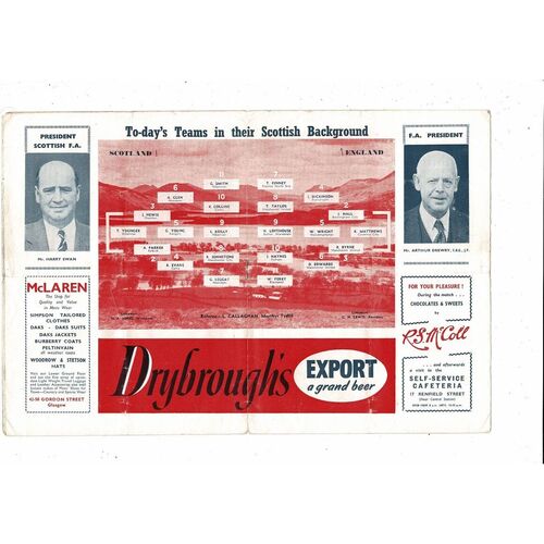 1956 Scotland v England Football Programme