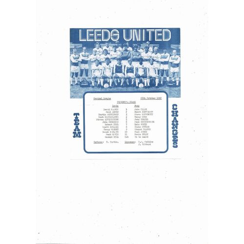 Leeds United v Bury Central League Football Programme 1982/83