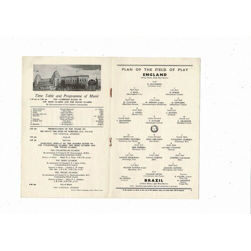 1956 England v Brazil Football Programme