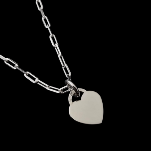 Engravable silver heart tag pendant