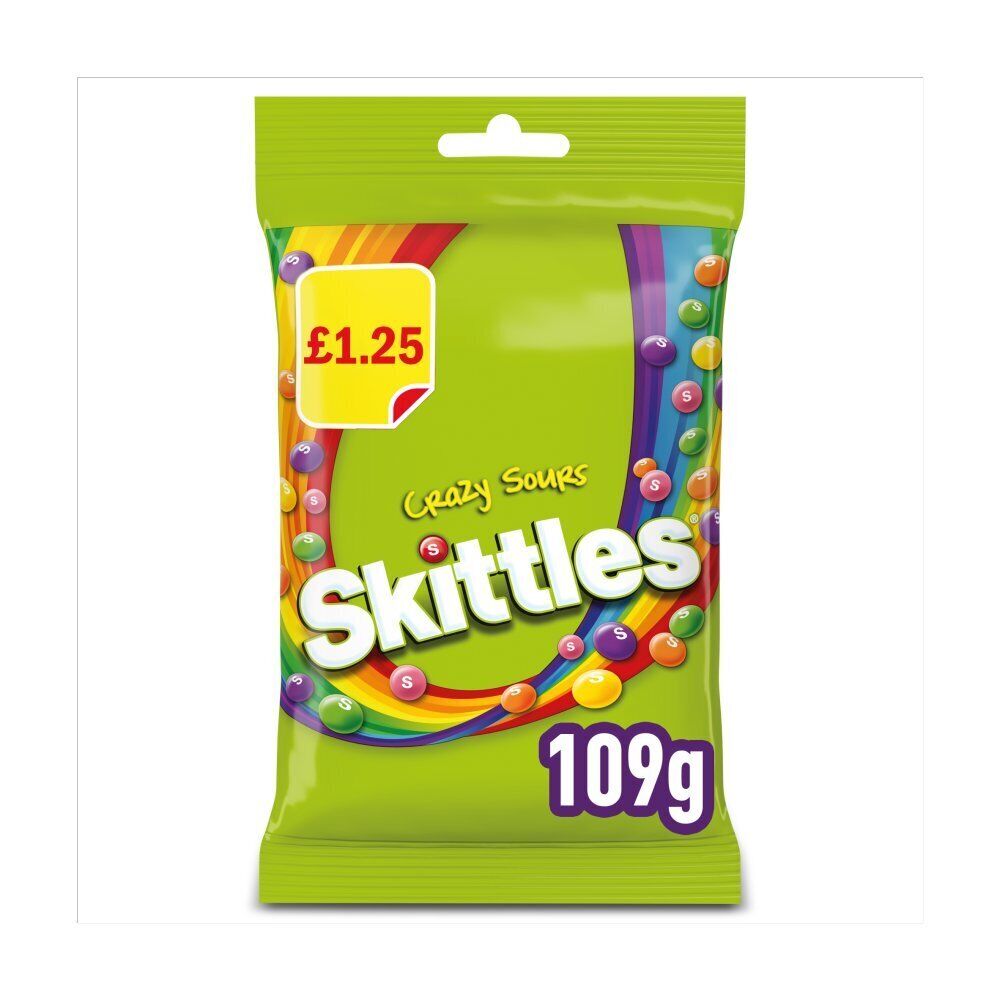 Skittles Vegan Chewy Crazy Sour Sweets Fruit Flavoured Bag 109g