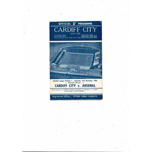 1956/57 Cardiff City v Arsenal Football Programme