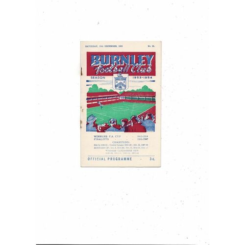 1953/54 Burnley v Charlton Athletic Football Programme