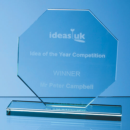 Jade Glass Octagon Award - 15cm x 15cm x 12mm
