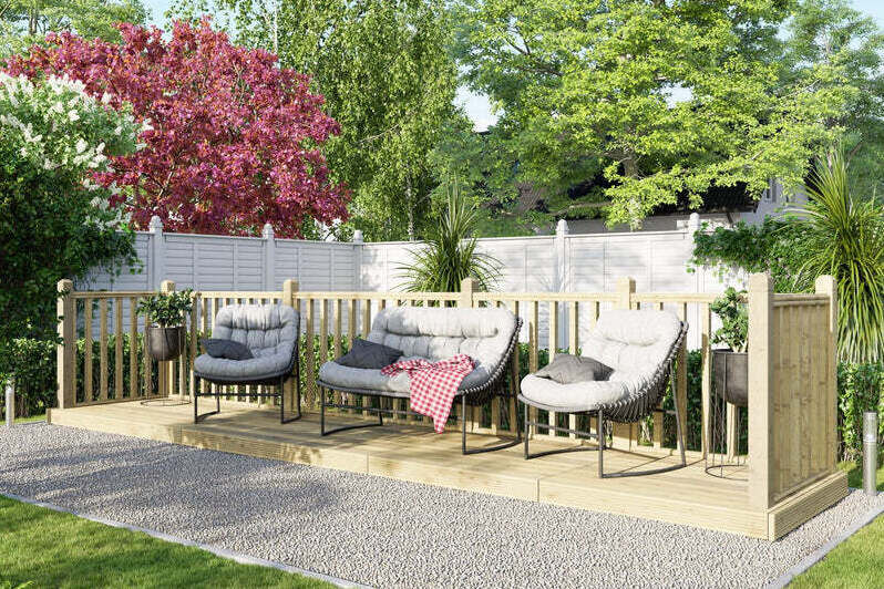 4x20 Wooden Decking with 3 Handrail sides