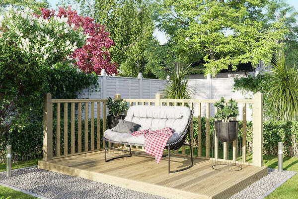 6x10 Wooden Decking with 2 Handrail Sides