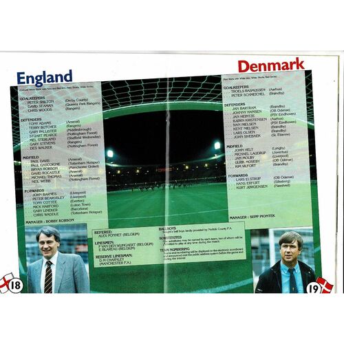 1988 England v Denmark Football Programme + Press Cutting
