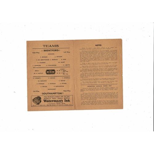 1944/45 Brentford v Southampton Football Programme