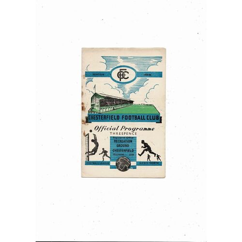 1955/56 Chesterfield v Accrington Stanley Football Programme