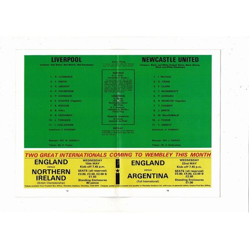 1974 Liverpool v Newcastle United FA Cup Final Football Programme