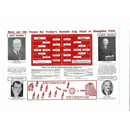 1963 Rangers v Celtic Scottish Cup Final Football Programme