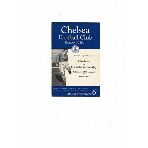 1950/51 Chelsea v Sheffield Wednesday Football Programme