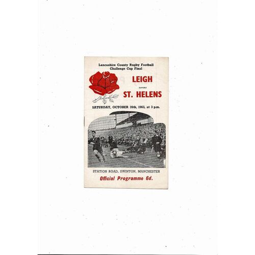 1963 Leigh v St. Helens Lancashire County Challenge Cup Final Rugby League Programme